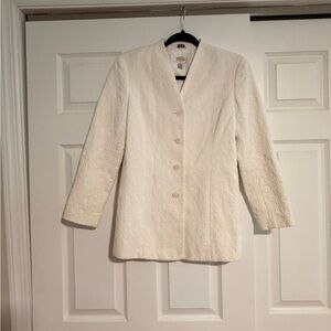 Talbots Ivory Textured Button Front Blazer